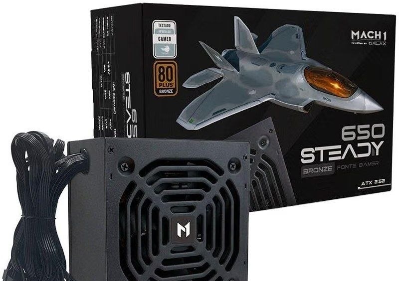Fonte MACH1 Steady, 650W, 80 Plus Bronze, PFC Ativo, Preto - 650Steady