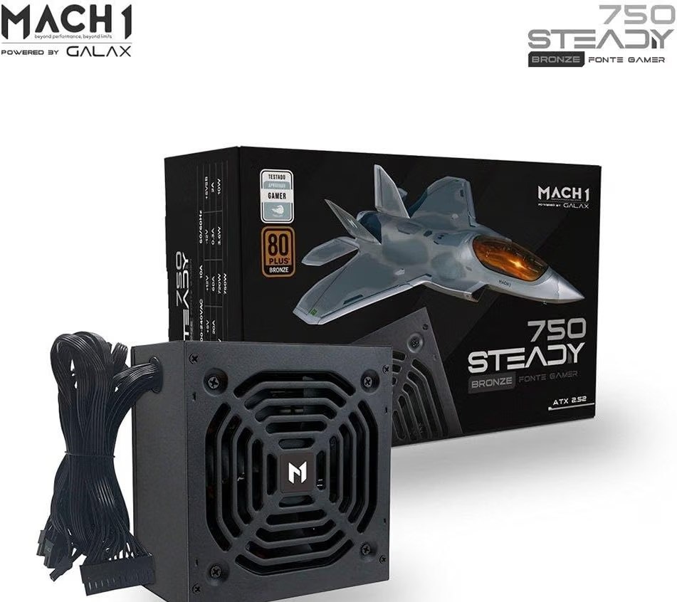 Fonte MACH1 Steady, 750W, 80 Plus Bronze, PFC Ativo, Preto - 750Steady