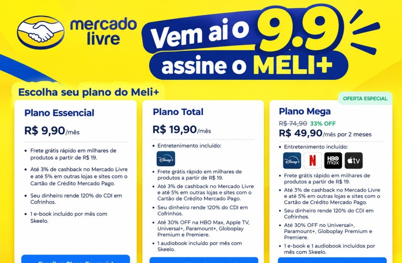 Promoção de assinatura 9,90 por mês no plano Essencial
