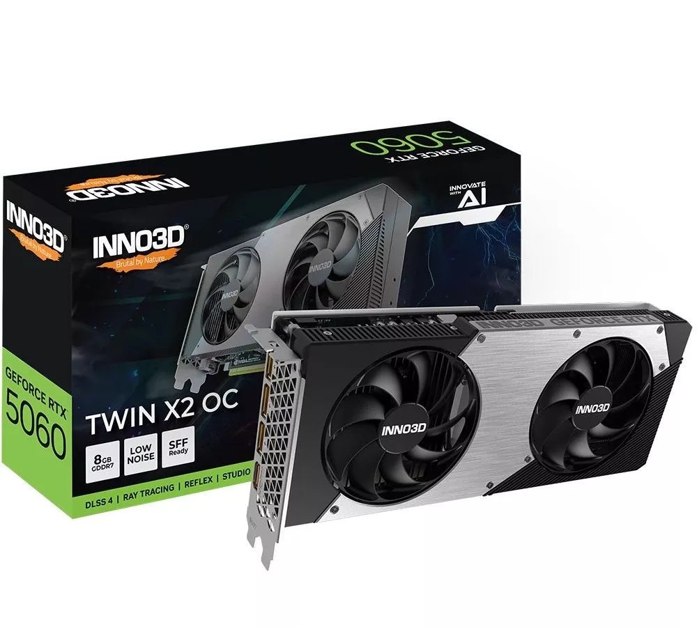 RTX 5060 Placa de Vídeo NVIDIA GeForce INNO3D RTX5060 8GB TWIN X2 OC V2 GDDR7