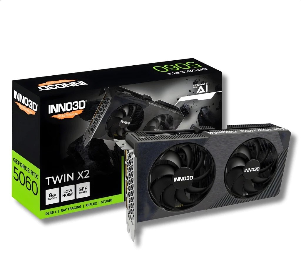 RTX 5060 Placa De Vídeo INNO3D RTX5060 Twin X2 8GB GDDR7 Preta