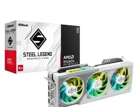 Placa de Vídeo AsRock RX 9070 XT Steel Legend White 16GB GDDR6 256bits - 90-GA5DZZ-00UANF