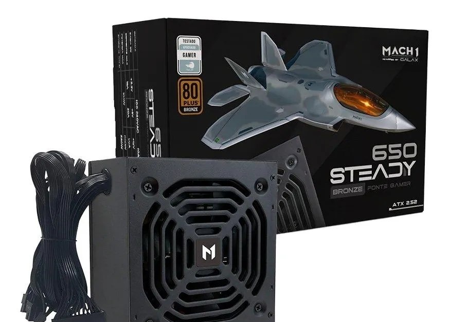 Fonte Mach1 Steady 650w 80 Plus Bronze Pfc Ativo Preto