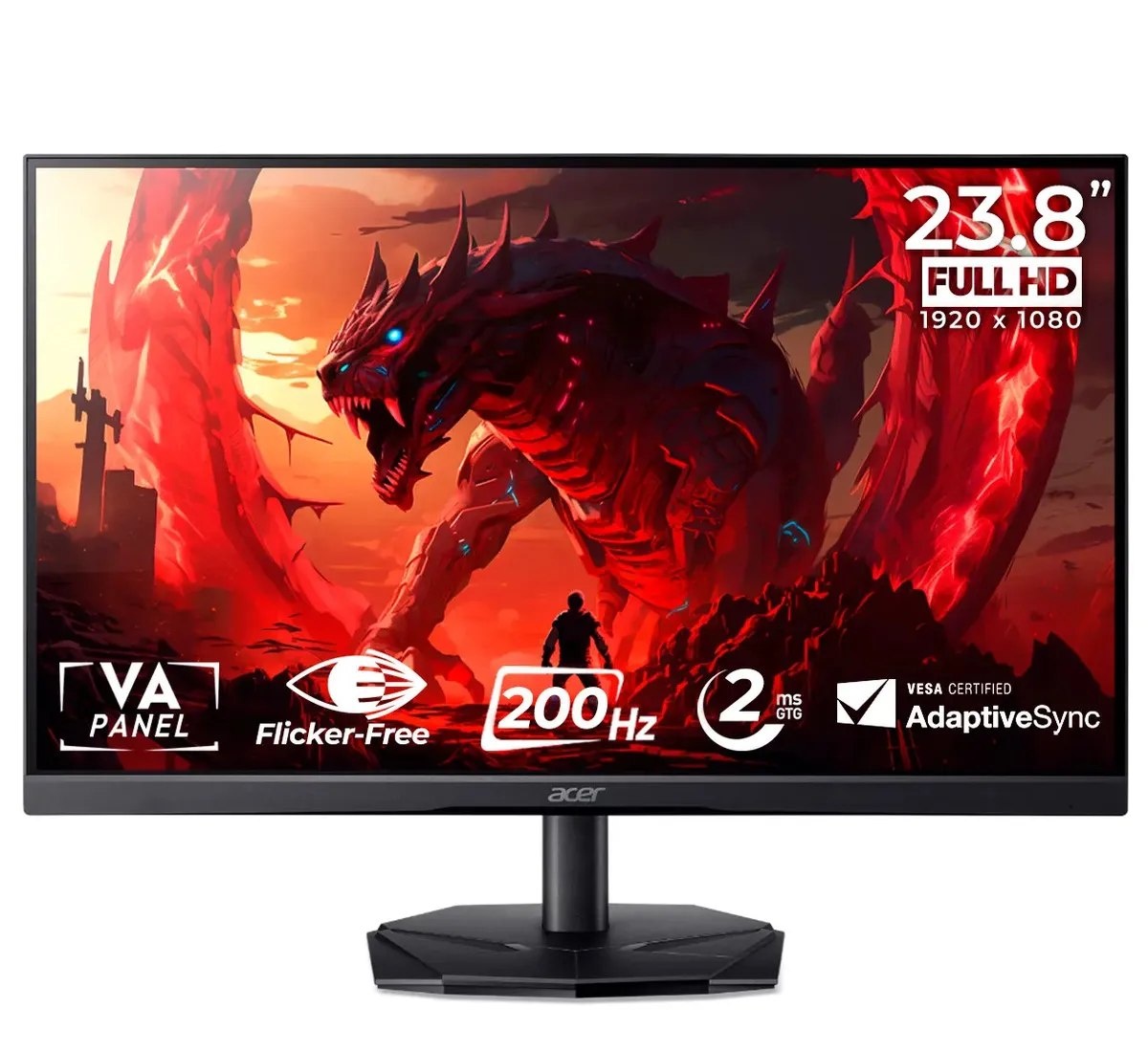 Monitor Gamer Acer Nitro 23.8 200hz 2ms FHD HDMI VA KG241Y-X3Bip Preto