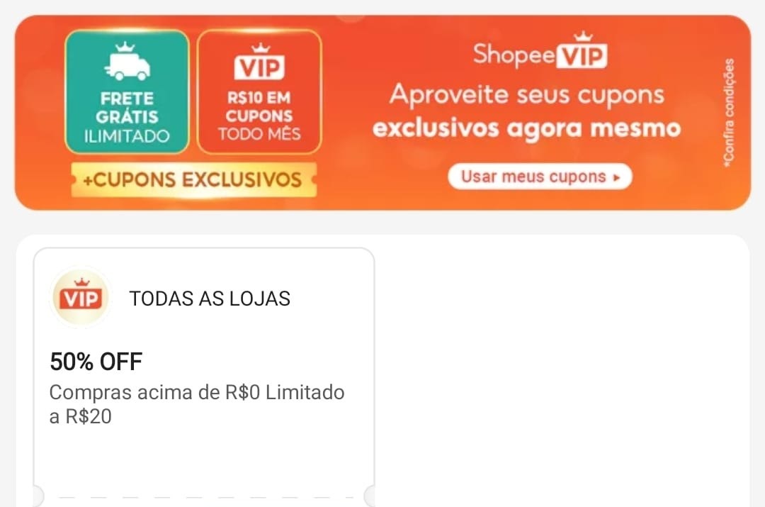 Novo Cupom Shopee VIP