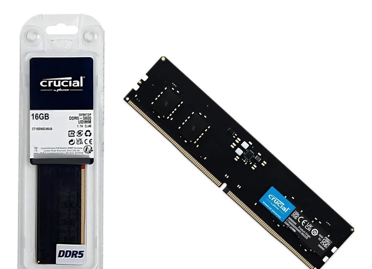 Memória Ram Para Pc Ddr5 16gb 5600mhz Cl46 Crucial Basics Ct16g56c46u5 Desktop Udimm Preto