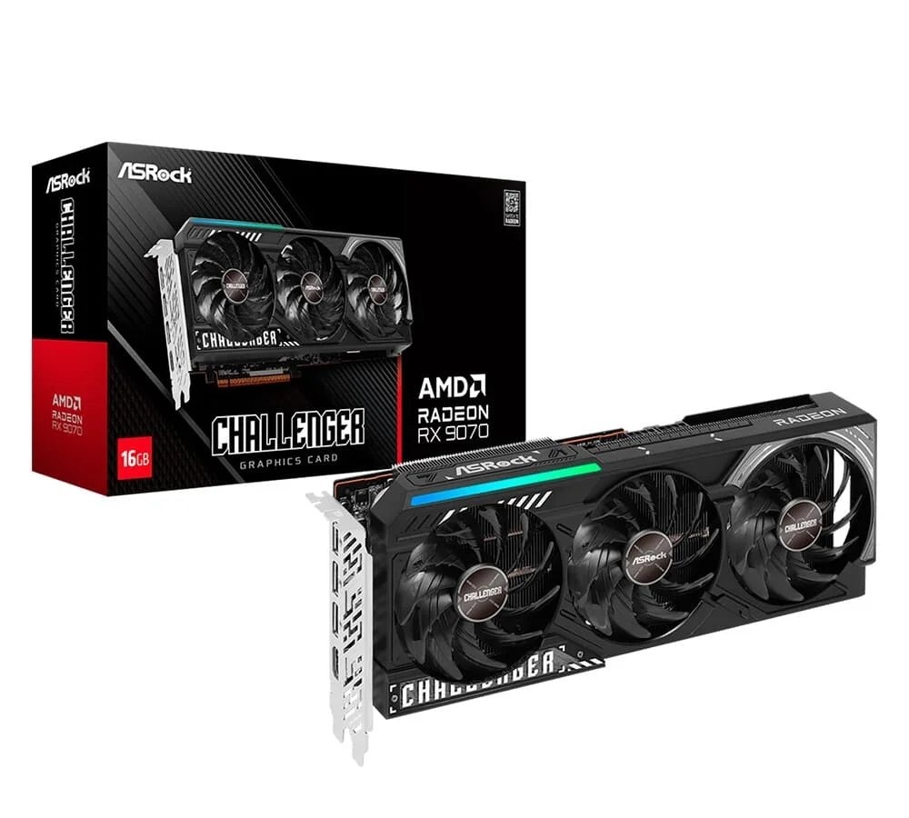 Placa de Vídeo ASRock RX 9070 Challenger AMD Radeon, LED, 16GB, GDDR6, FidelityFX, RDNA - 90-GA5NZZ-00UANF