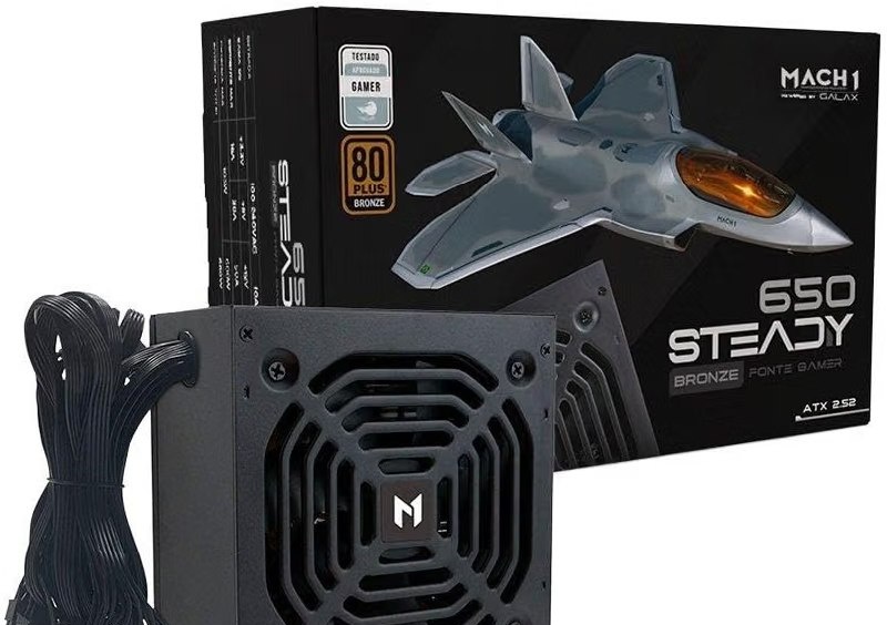Fonte MACH1 Steady, 650W, 80 Plus Bronze, PFC Ativo, Preto - 650Steady