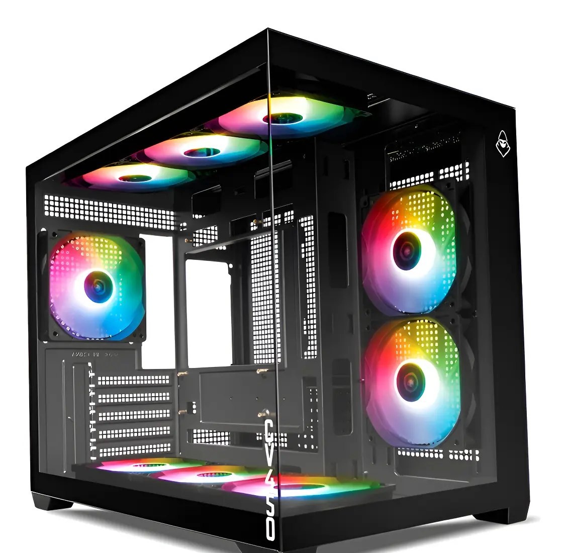 Gabinete Gamer Mancer Cv450, Mini Tower, 9 Fans, Vidro Preto