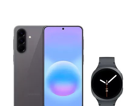 Galaxy A57 5G 128GB - Cinza  Galaxy Watch8 BT 40mm - Grafite