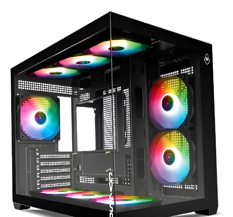 Gabinete Gamer Mancer Cv450, Mini Tower, 9 Fans, Vidro Preto