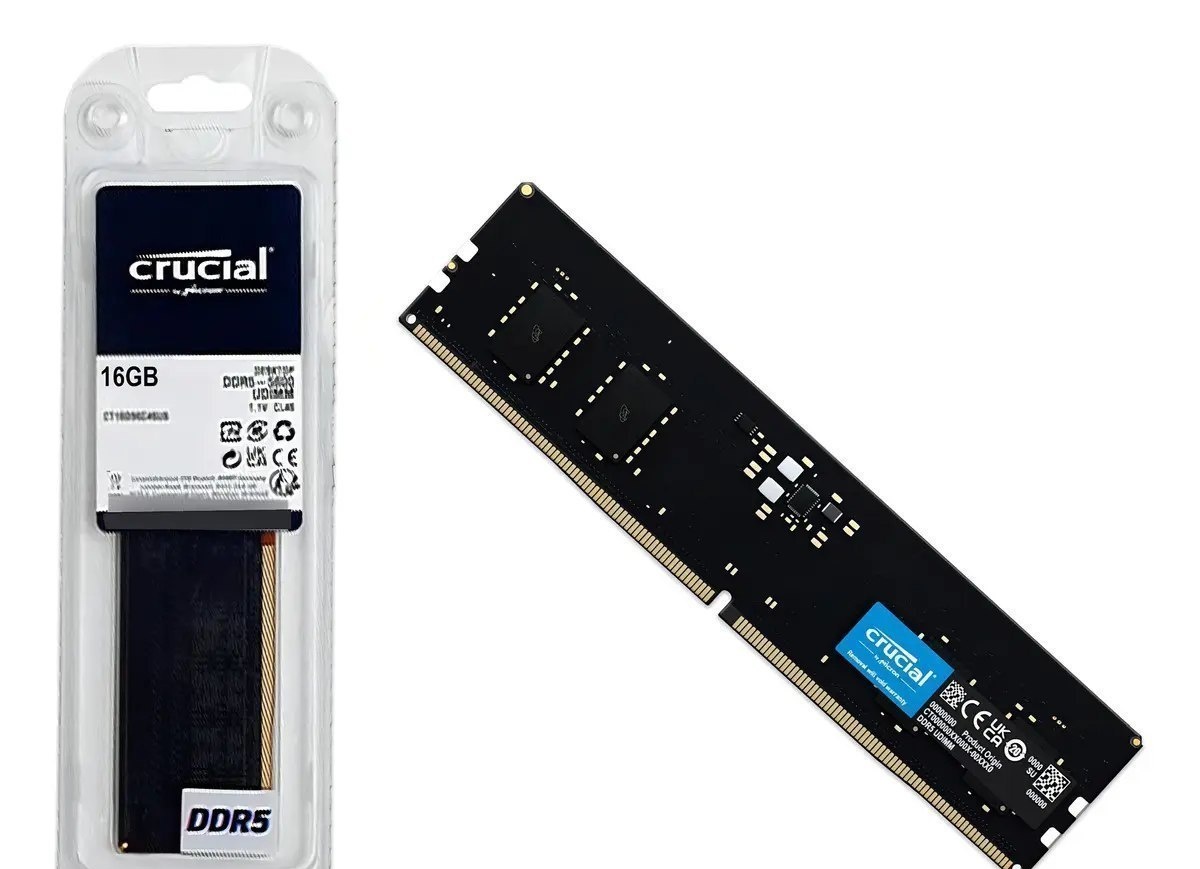 Memória Ram Para Pc Ddr5 16gb 5600mhz Cl46 Crucial Basics Ct16g56c46u5 Desktop Udimm Preto