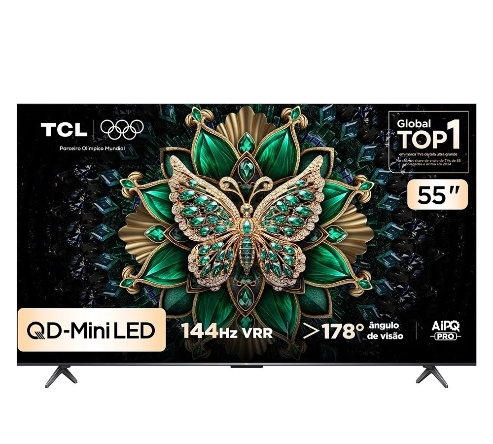 Smart TV 55 TCL 4K UHD MiniLED 55C6K 120Hz Google TV AiPQ Google Assistente 4 HDMI 2 USB 55 C6K