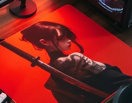 Mousepad Gamer APEX Control Mouse pad Grande 49x42 Mouse Pad Branco Preto Blade Red Girl Titorion