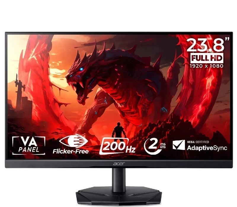 Monitor Gamer Acer Nitro 23.8 200hz 2ms FHD HDMI VA KG241Y-X3Bip Preto