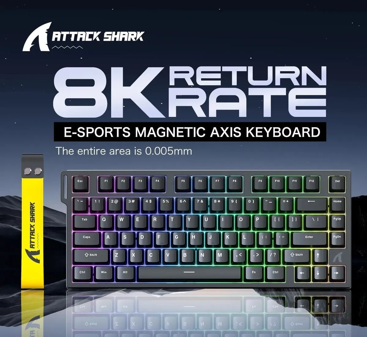 Internacional R82 HE Teclado Mangético Attack Shark R82he 8000hz Gamer Preto Inglês Us
