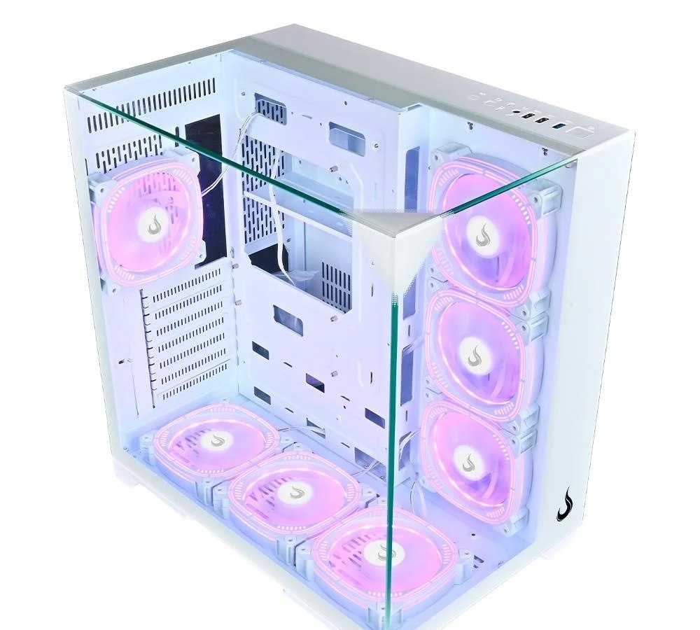 Gabinete Gamer Rise Mode Galaxy Full Glass, Mid Tower, ATX, Lateral e Frente em Vidro Temperado, Sem FANs, Branco - RM-CA-FG-W