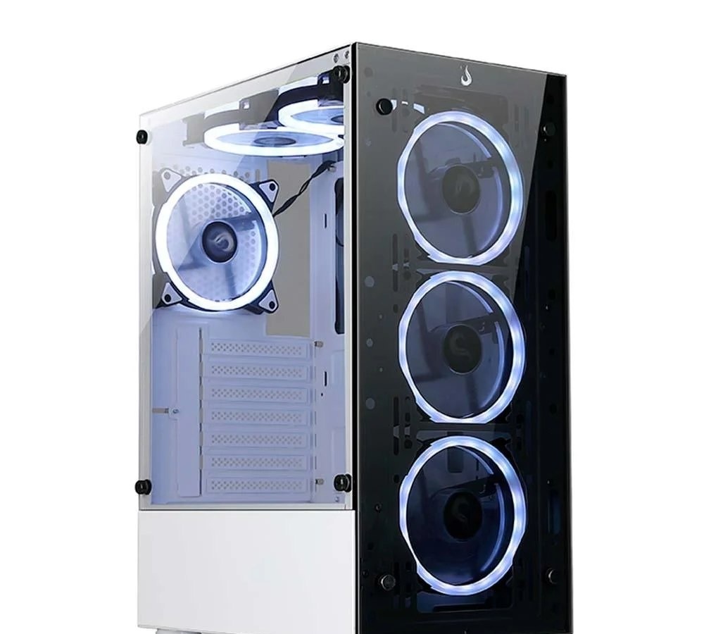 Gabinete Gamer Rise Mode Glass 06X Frost, Mid Tower, ATX, Frontal e Lateral em Vidro Temperado, Sem FANs, Branco - RM-WT-06X-FW