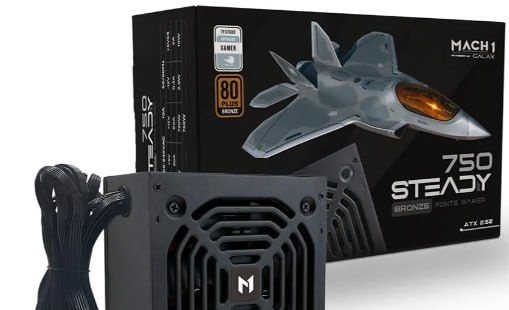 Kabum - Fonte MACH1 Steady, 750W, 80 Plus Bronze, PFC Ativo, Preto - 750Steady