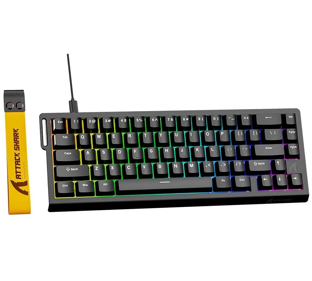Teclado Magnético Gamer Attack Shark X68 HE, Rapid Trigger, 8000Hz, 0.01mm, 65, Black, Preto - AS-X68HE-BK