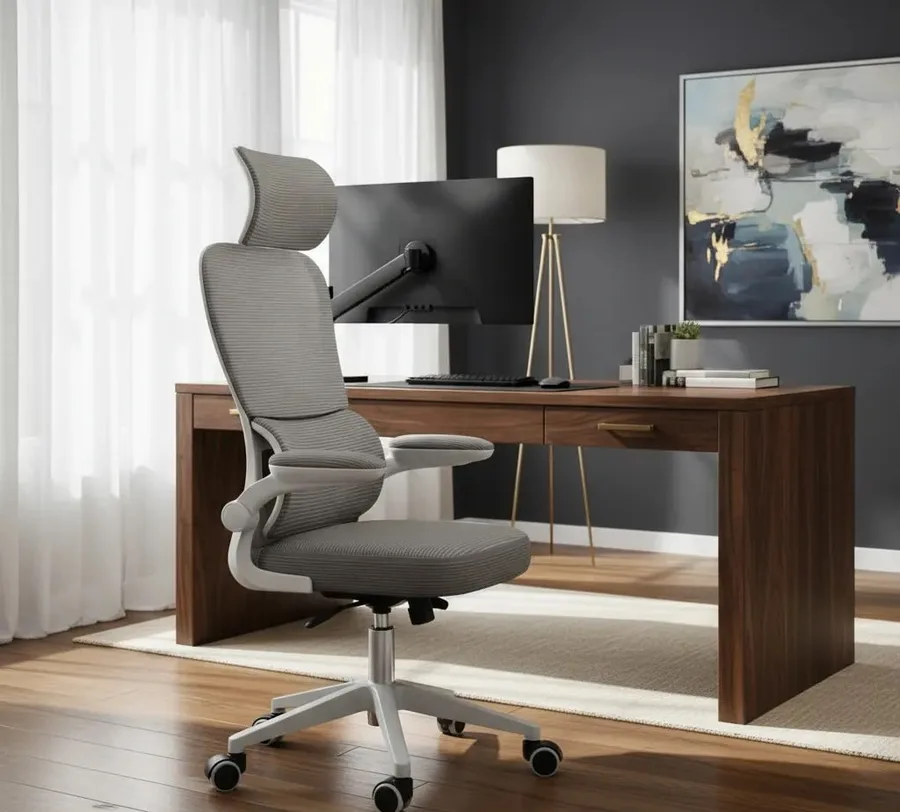 Cadeira Escritório Ergonômica Genebra G500 Luvinco Cor Cinza Com Suporte Lombar Estofado Mesh