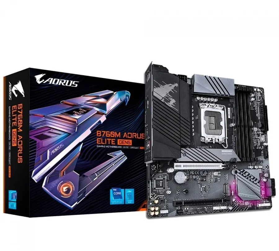 Placa Mãe Gigabyte Intel 1700 B760m Aorus Elite 4x Ddr5 Matx Cor Preto