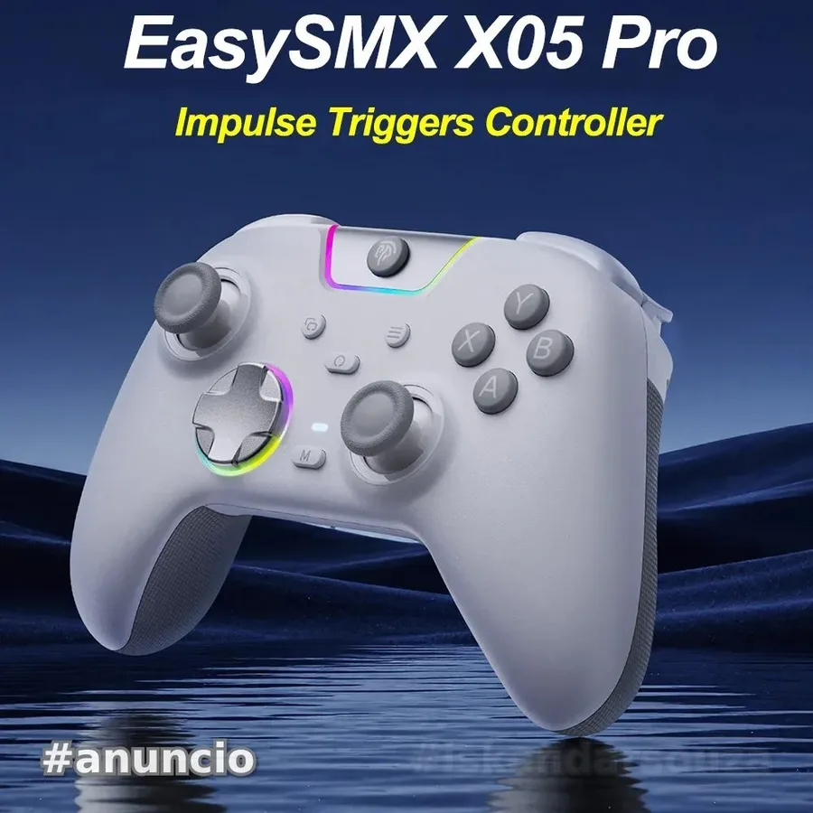EasySMX x05 PRO Controle Sem Fio RGB, Analógicos Gatilhos Hall Effect com Base