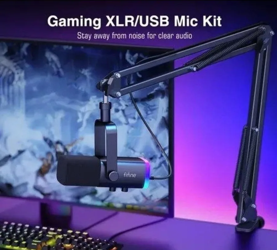 Fifine Kit Braço  Microfone USB RGB Fifine AM8T AM8 com suporte articulado