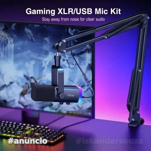 Fifine Kit Braço  Microfone USB RGB Fifine AM8T AM8 com suporte articulado
