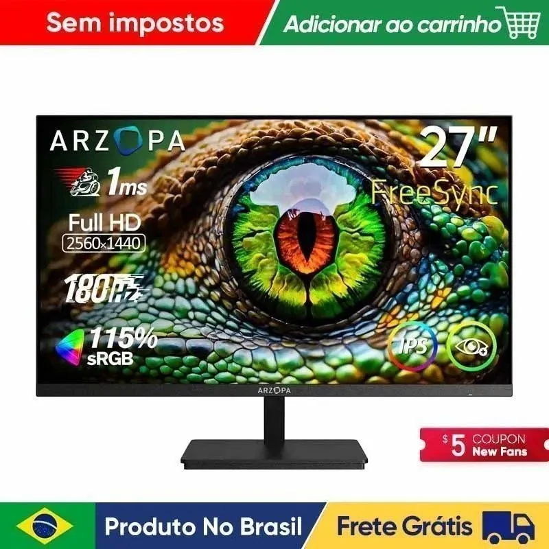 Monitor Arzopa Gamer 27 QHD Fast IPS 180Hz 1Ms HDMI DP