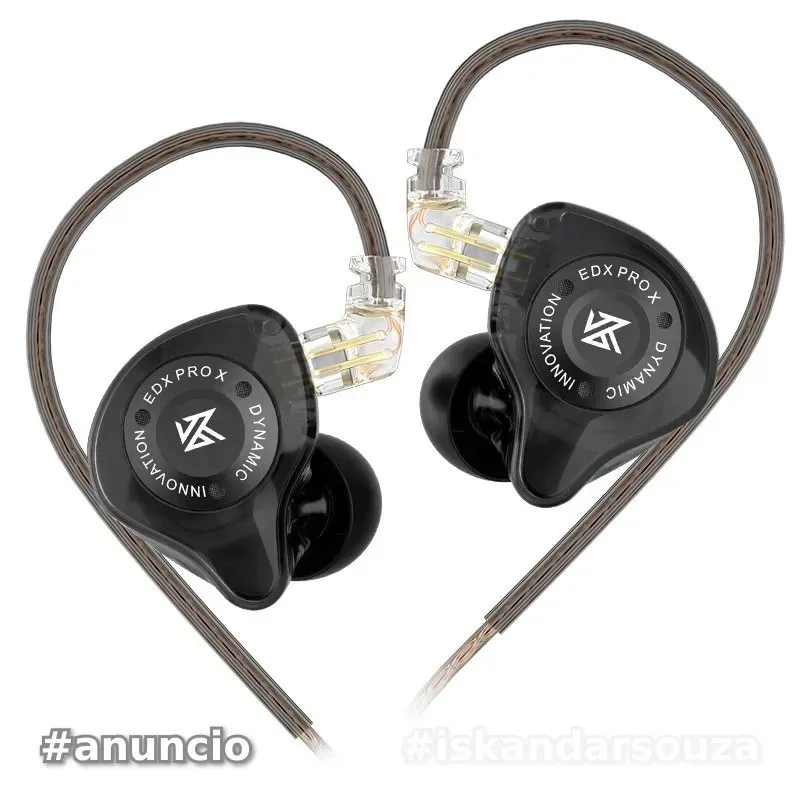 Fone de Ouvido KZ EDX Pro X, Hi-Fi Dynamic Drive Earphone HIFI
