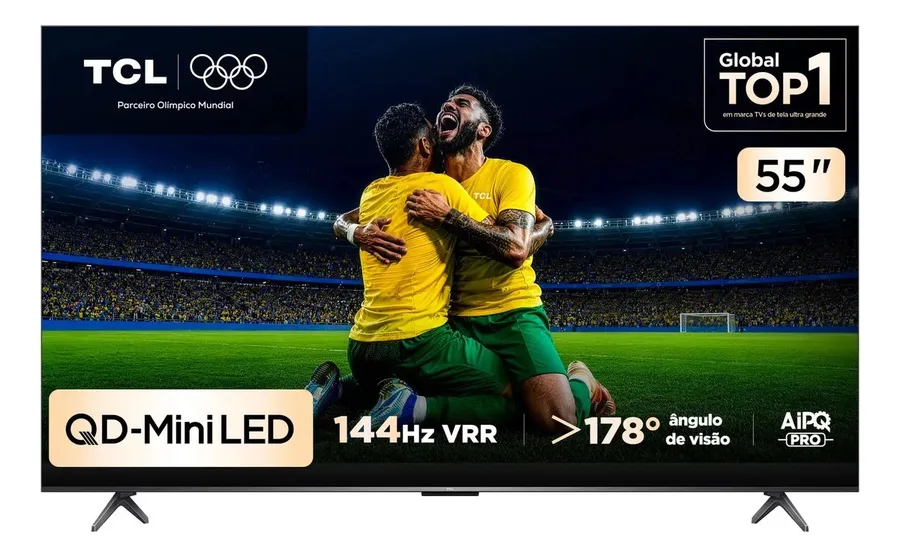 55 C6k Smart TV TCL 55 Polegadas QLED Mini LED 4K C6K WiFi Bluetooth Google TV 4 HDMI 144Hz HDR10 55C6K