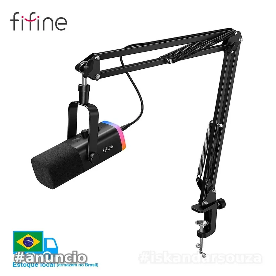 Fifine Kit Braço  Microfone USB RGB Fifine AM8T AM8 com suporte articulado