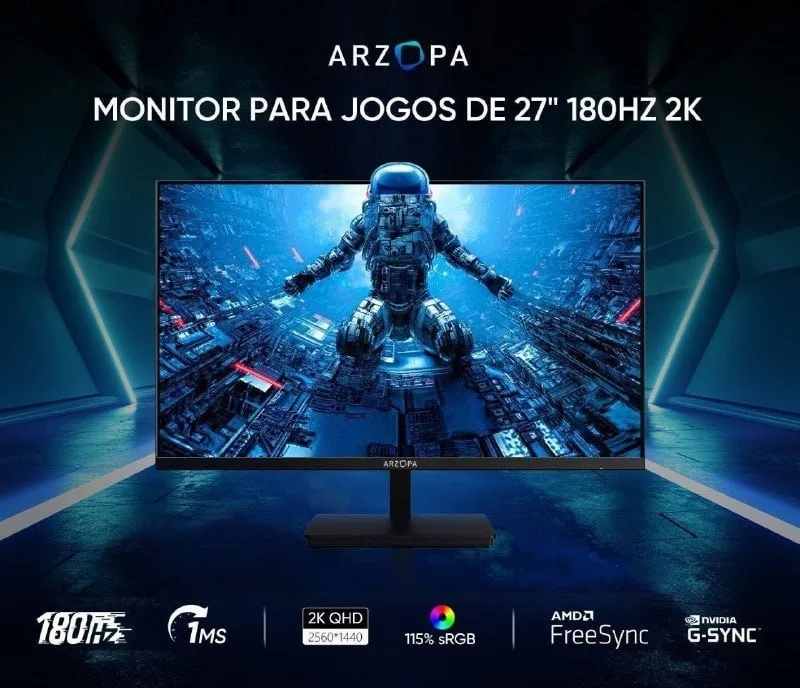 Monitor Arzopa Gamer 27 QHD Fast IPS 180Hz 1Ms HDMI DP