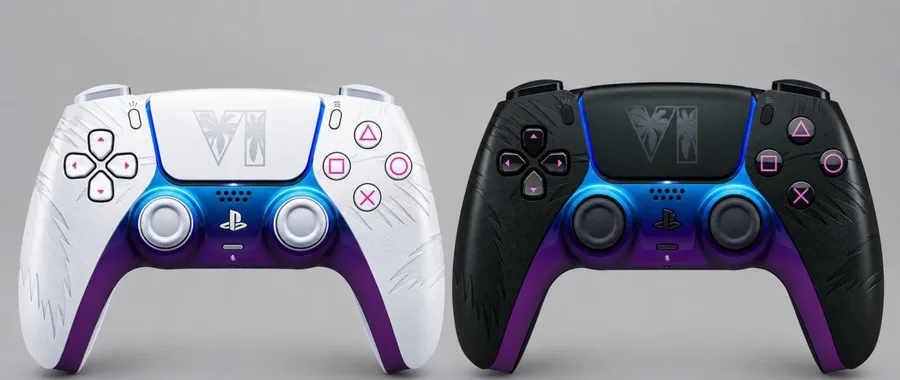 Amazon - Controle sem fio DualSense preto  Branco  Edição limitada do Grand Theft Auto VI