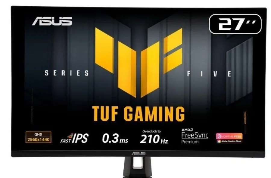 Kabum - Monitor Gamer ASUS TUF 27, QHD, 210Hz, 0.3ms, Fast IPS, G-Sync Comp, FreeSync Premium, HDR10, Som Integrado - VG27AQ5A