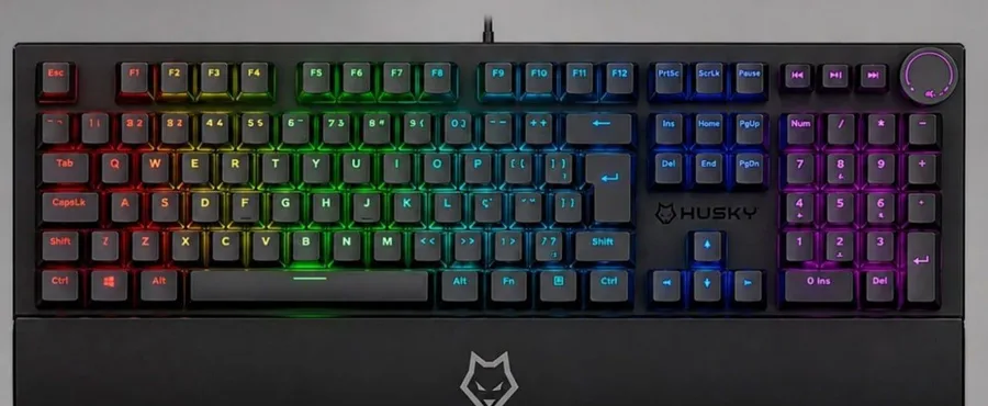 Kabum - Teclado Mecânico Gamer Husky Anchorage Full Size, RGB, Switch Gateron EF Red  Brown , ABNT2 Preto