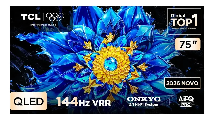 Smart TV TCL 75 Polegadas QLED 4K P8L WiFi Bluetooth Google TV HDR10 144 Hz VRR 75P8L 75 P8L