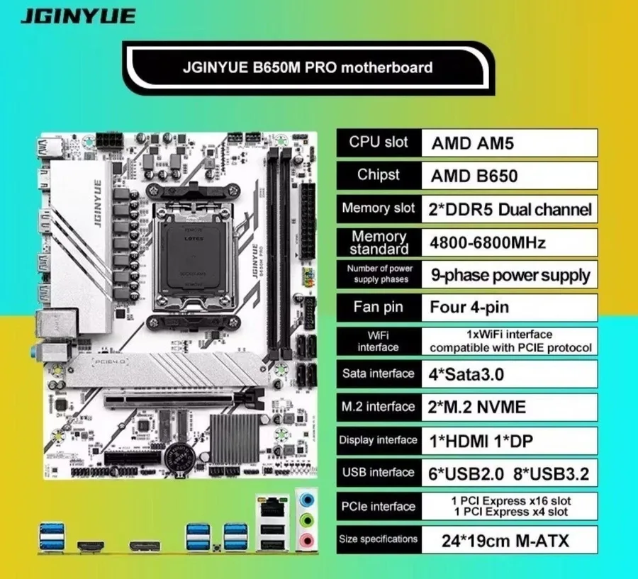 Placa Mãe Jginyue B650m pro matx DDR5