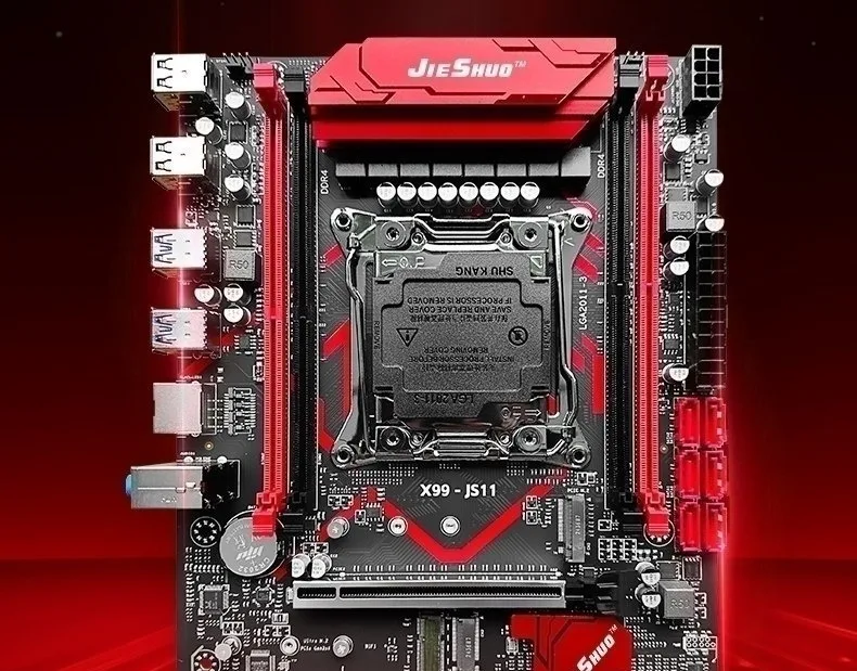 Placa mãe X99 Jieshuo JS11, Vrm de 8 Fases, Quad Channel, Display debug, TPM 2.0 MSI 14 pinos Secure Boot