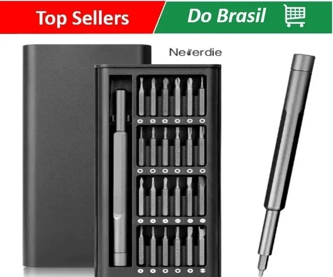 Kit Jogo Ferramenta Chave Magnética Precisão 24 Peças Pequenos Reparos Celular PC Notebook Óculos