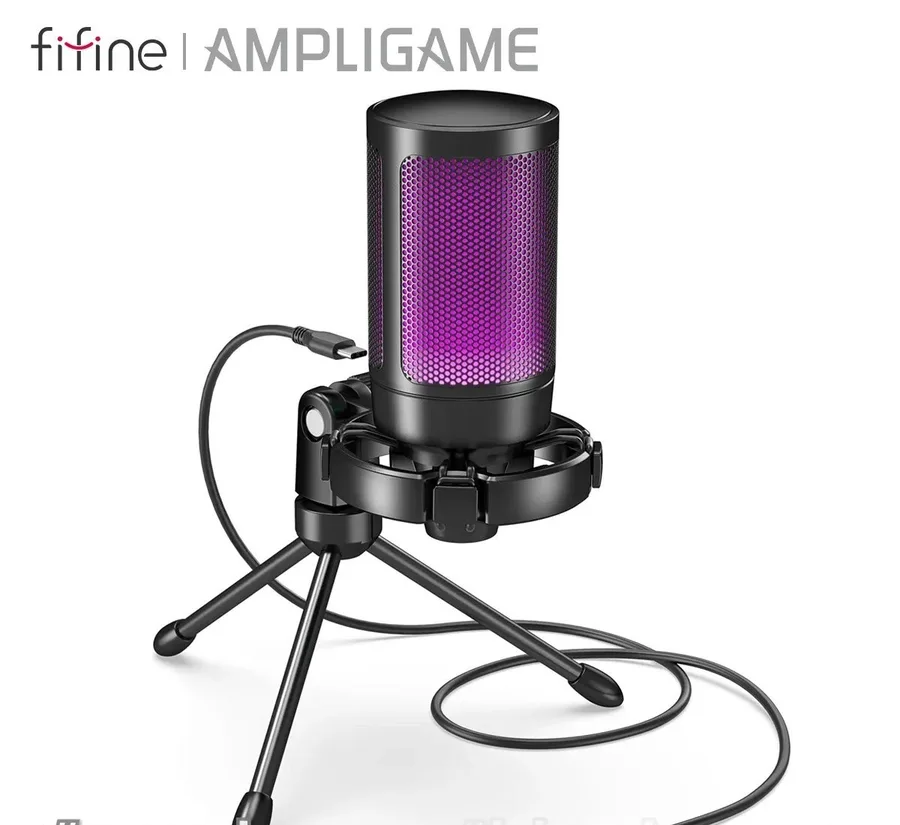 Microfone FIFINE Ampligame A2 USB gamer RGB Branco ou Preto