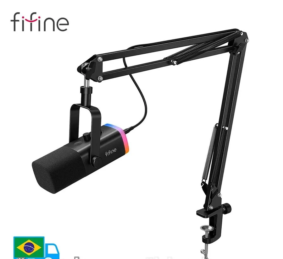 Fifine Kit Braço  Microfone USB RGB Fifine AM8T AM8 com suporte articulado