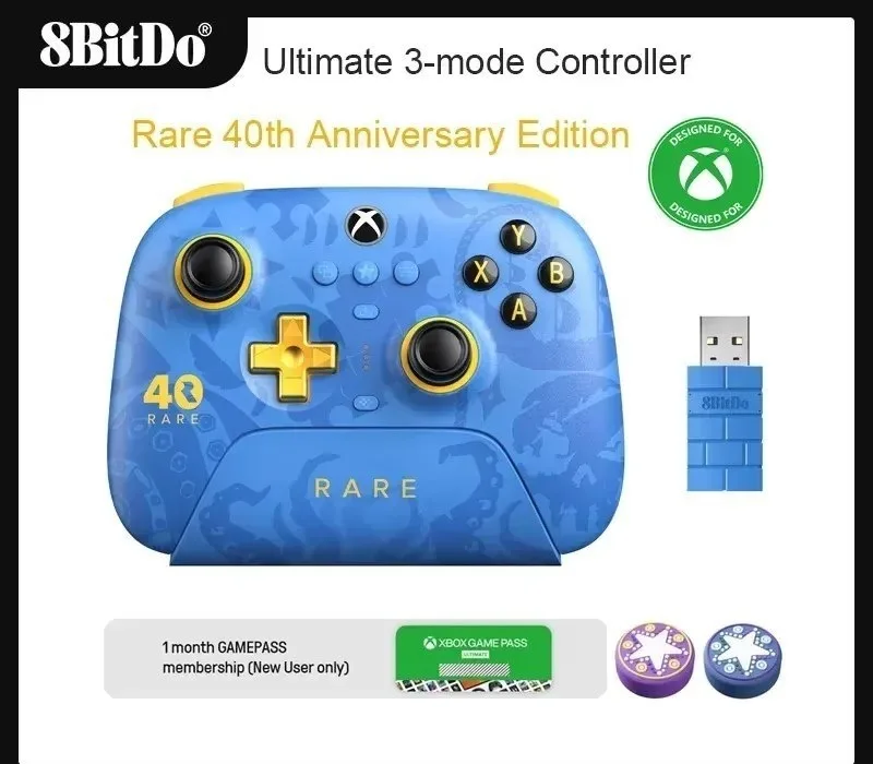 Controle para Xbox SEM FIO 8BitDo Ultimate trimode - Edição rara de 40o aniversário para Xbox Series X  S e Xbox One, Apple, Windows PC e Android