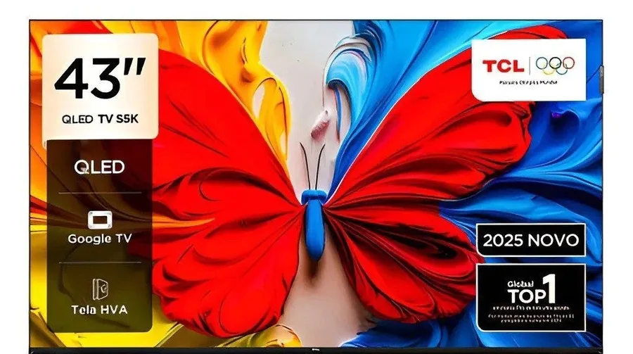 Smart Tv Tcl 43 Polegadas 43s5k Fhd Qled Hdr10 Google Tv