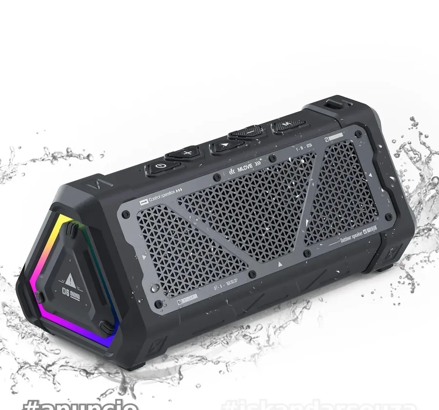 Caixa de Som Bluetooth MLOVE P3 com Potência de Saída de 40W, Bluetooth 5.3, Som Estéreo para Uso Externo, IPX7 à Prova dÁgua com Slot para Cartão Micro SD e RGB