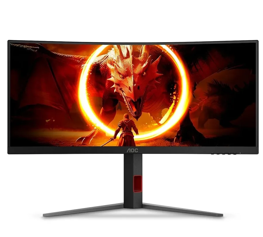 Monitor Gamer Curvo AOC Agon 34, Ultrawide, WQHD, 180Hz, 0.5ms, Fast VA, Adaptive-Sync, Altura Ajustável, Preto - U34G4C