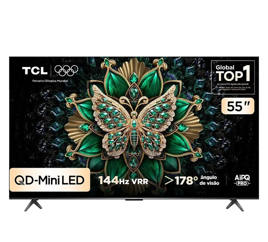 Smart TV TCL 55 Polegadas QLED Mini LED 4K C6K WiFi Bluetooth Google TV 4 HDMI 144Hz HDR10 55C6K