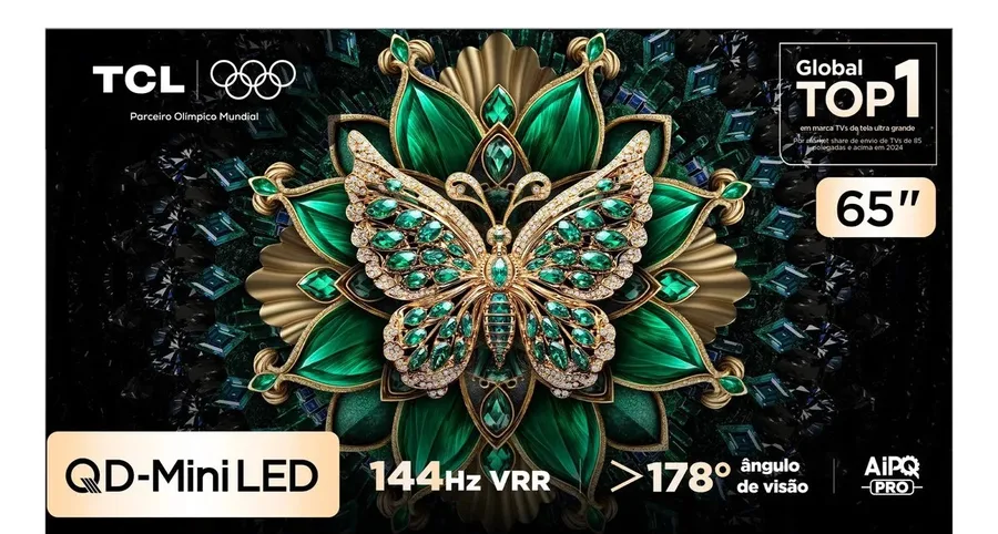Smart TV TCL 65 Polegadas QLED Mini LED 4K C6K WiFi Bluetooth Google TV 4 HDMI 144Hz HDR10 65C6K