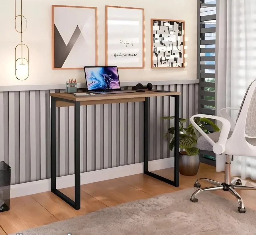 Escrivaninha Industrial Mesa Estudo Aparador Office Aço Mdf